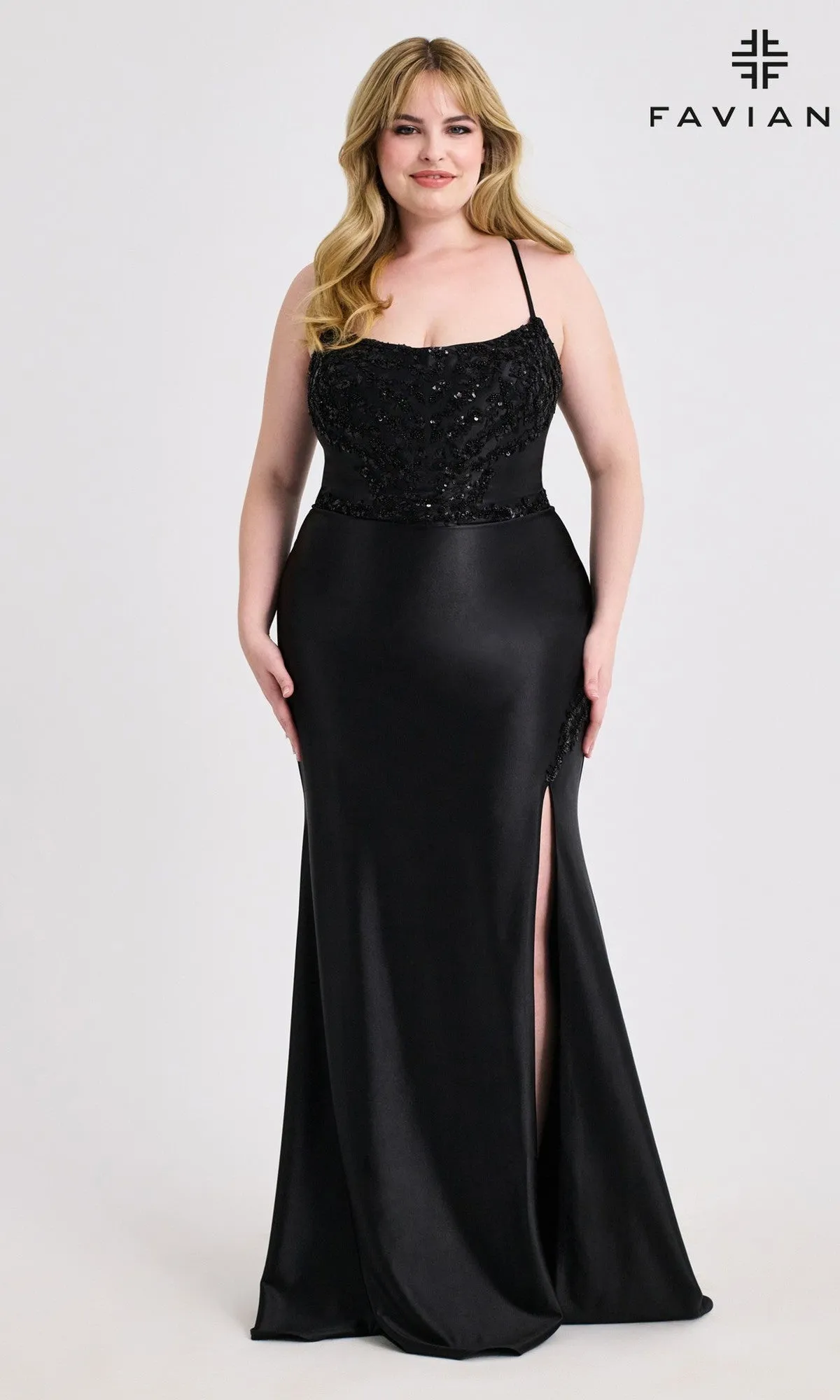 Lace-Up Plus-Size Long Prom Dress: Faviana 9606 sold by PromGirl product image thumbnail 3