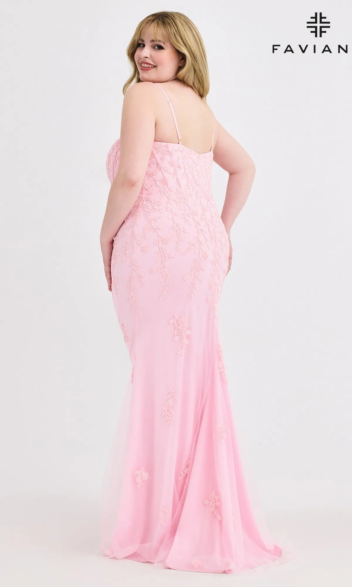 Plus-Size Beaded-Lace Prom Gown: Faviana 9604 sold by PromGirl product image thumbnail 2
