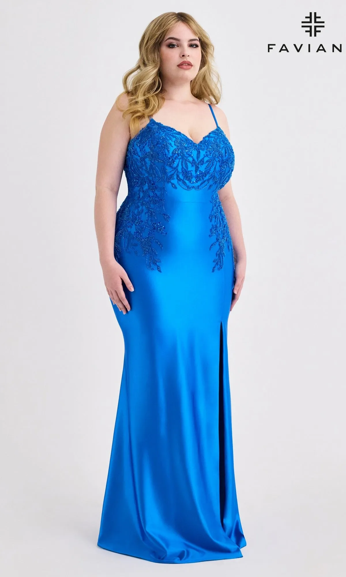 Plus-Size Lace-Up Long Prom Dress: Faviana 9603 sold by PromGirl product image thumbnail 3