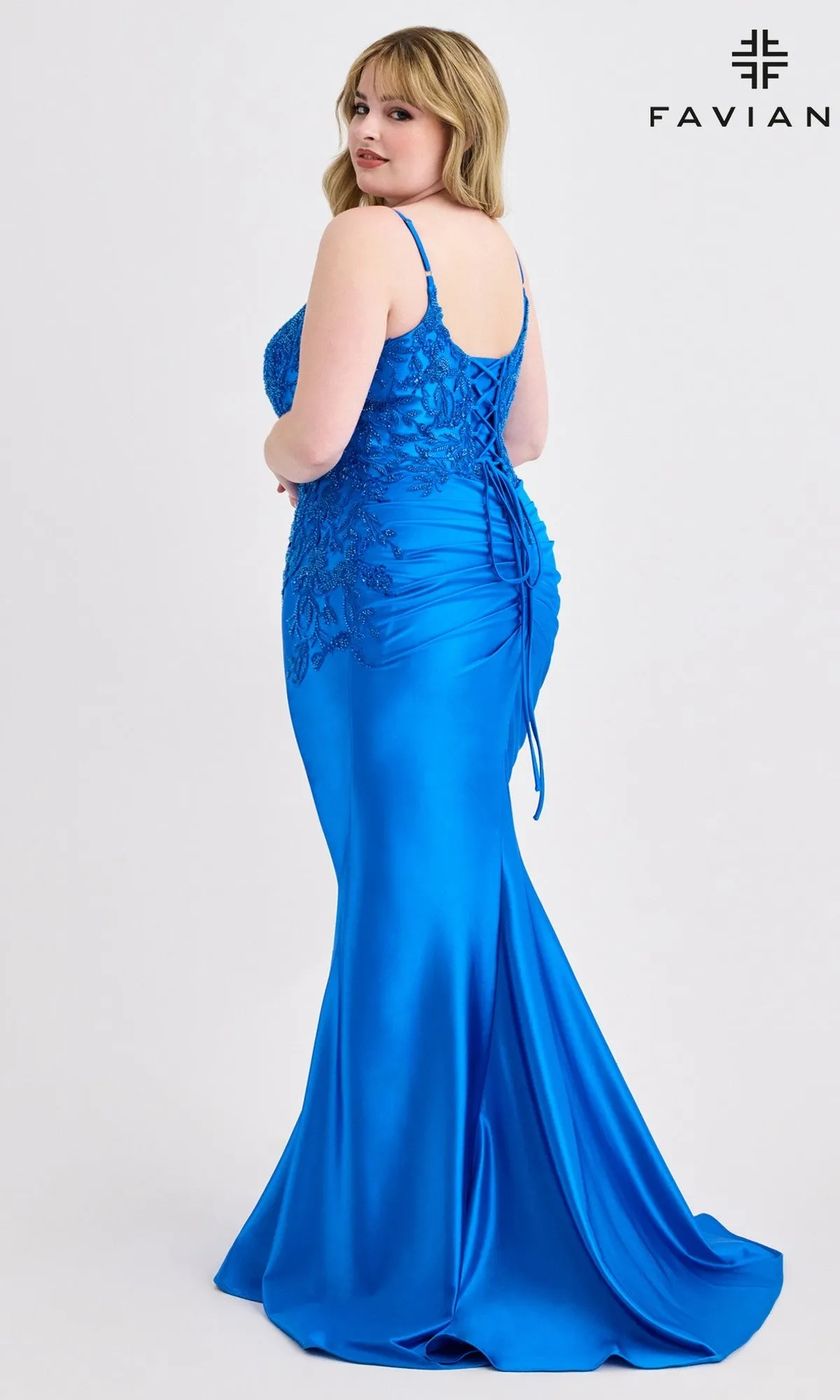 Plus-Size Lace-Up Long Prom Dress: Faviana 9603 sold by PromGirl product image thumbnail 2
