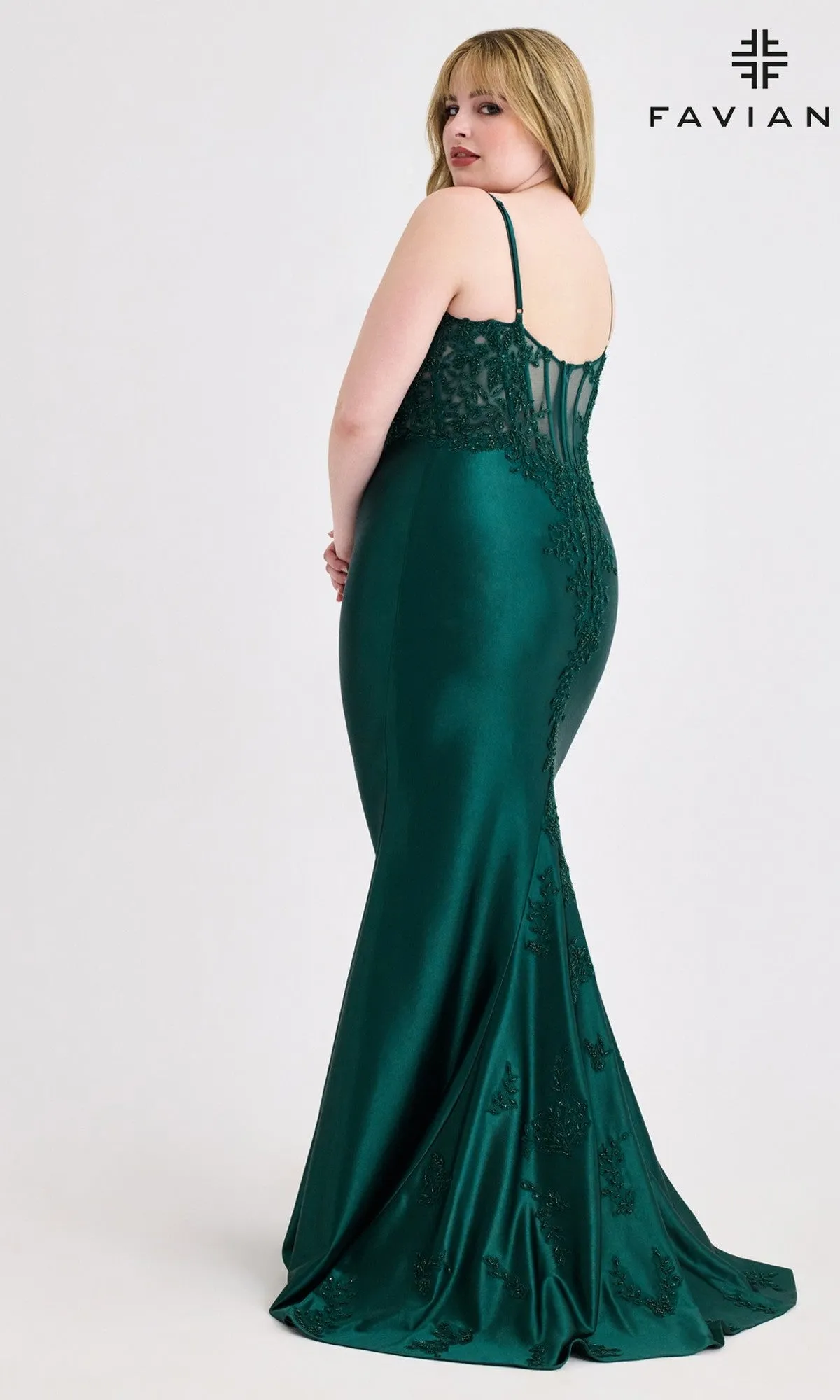 Beaded-Corset Plus-Size Prom Gown: Faviana 9600 sold by PromGirl product image thumbnail 2