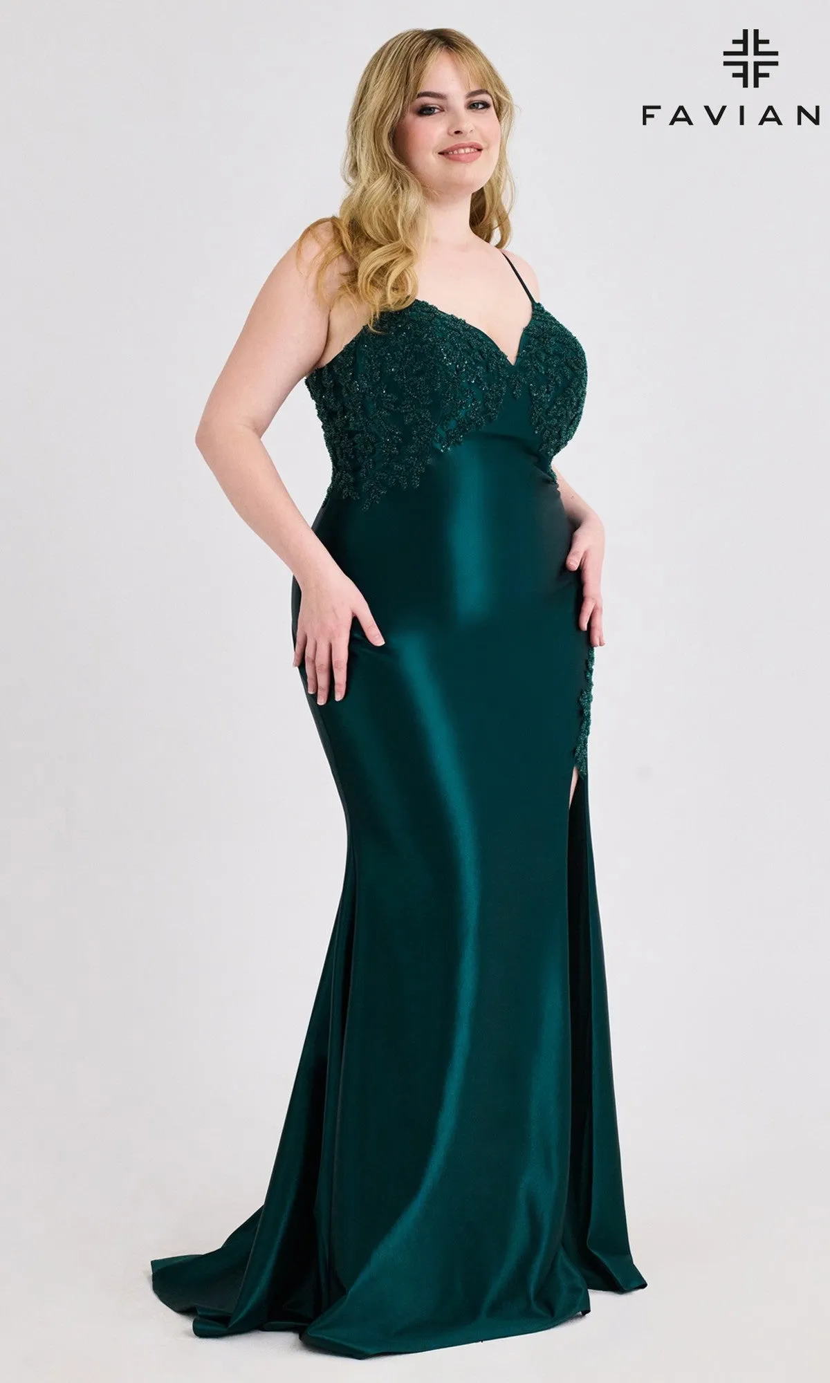 Plus-Size Beaded-Corset Prom Gown: Faviana 9597 sold by PromGirl product image thumbnail 3