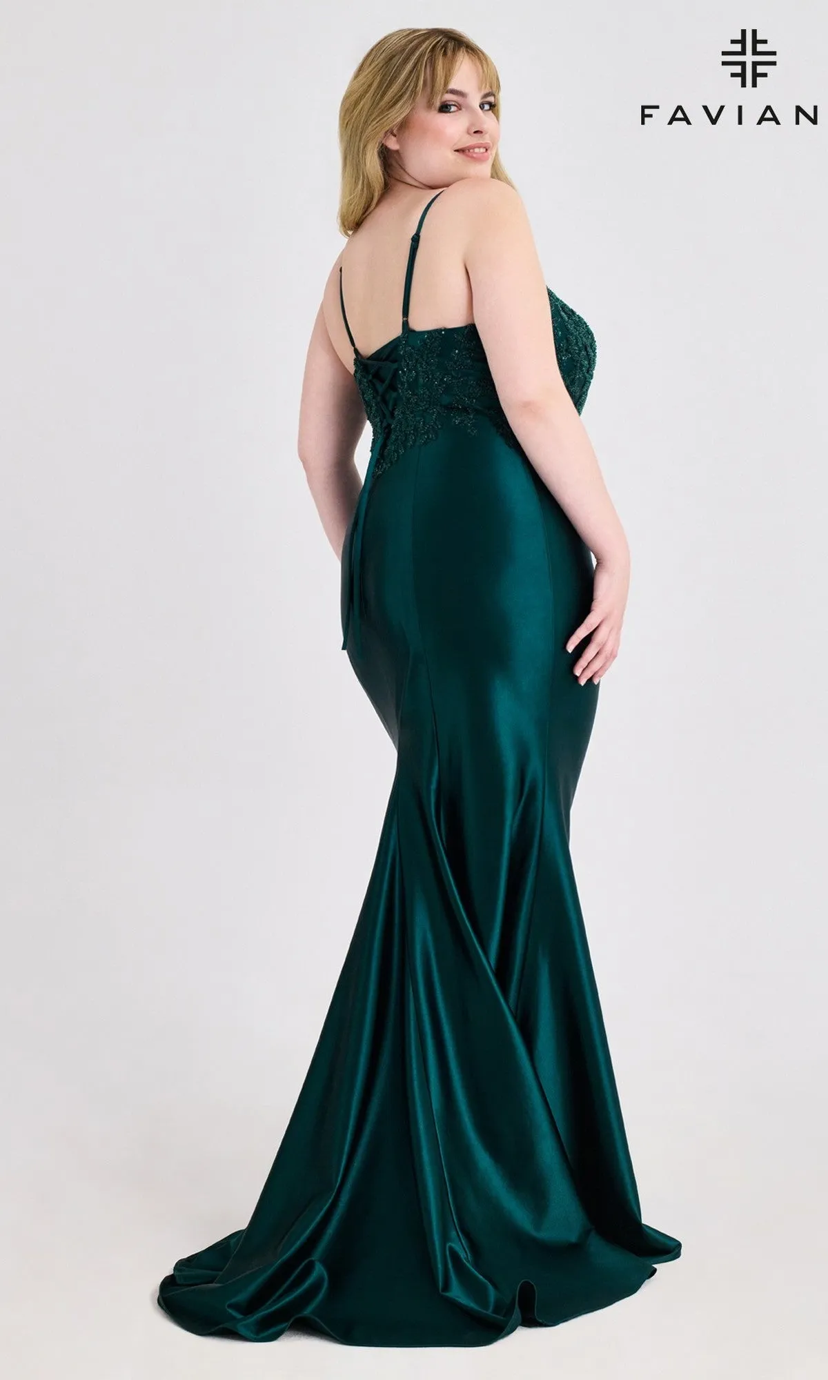 Plus-Size Beaded-Corset Prom Gown: Faviana 9597 sold by PromGirl product image thumbnail 2