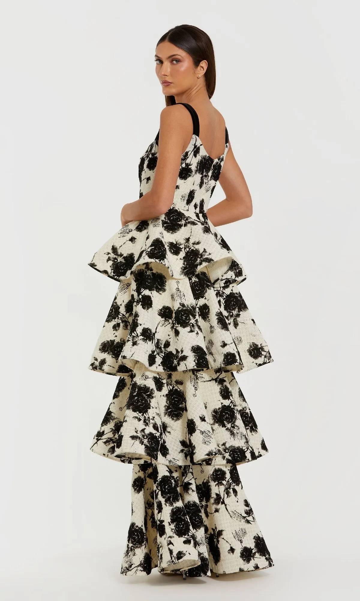 Black-Print Ruffled Formal Gown: Mac Duggal 27710 sold by PromGirl product image thumbnail 2
