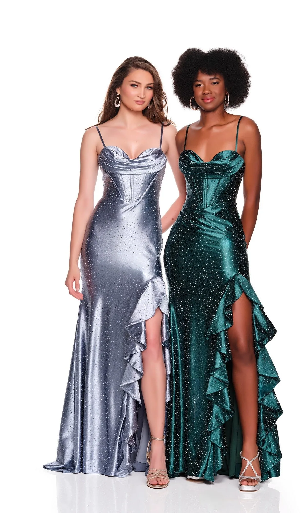Lace-Up Long Satin Prom Dress: Dave & Johnny 12799 sold by PromGirl
