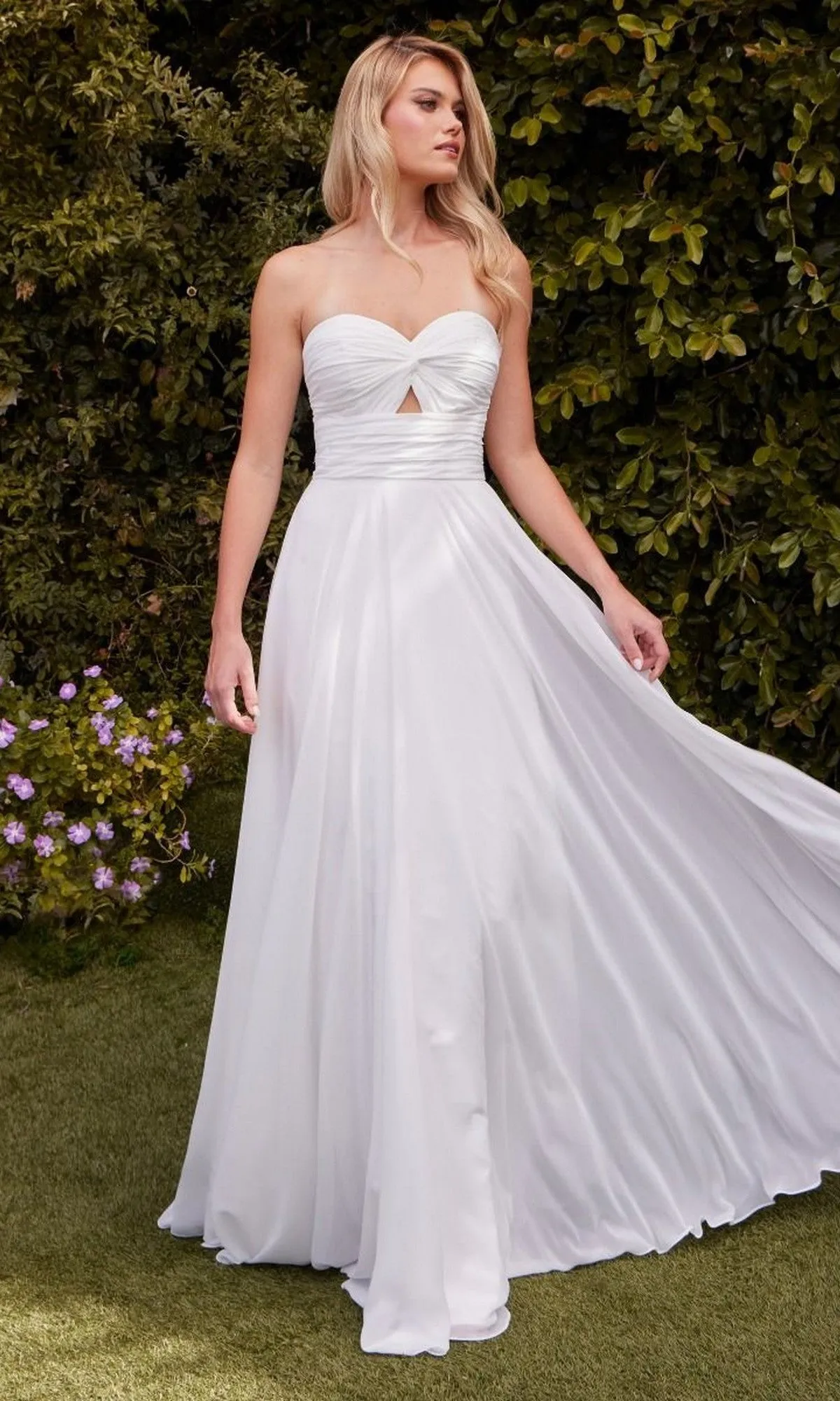 Strapless Long White Prom Gown: Ladivine 7435W sold by PromGirl product image thumbnail 2