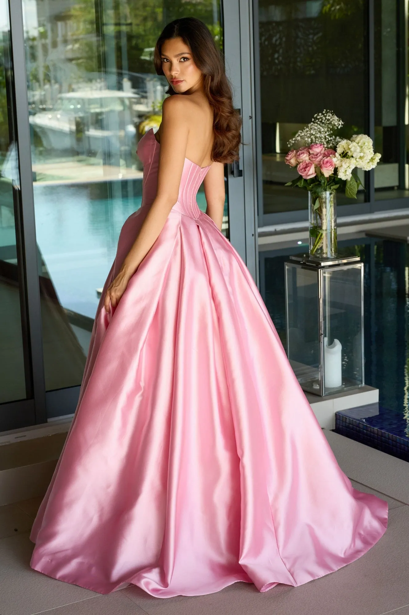 Strapless Satin Prom Ball Gown: Ava Presley 47223 sold by PromGirl product image thumbnail 2