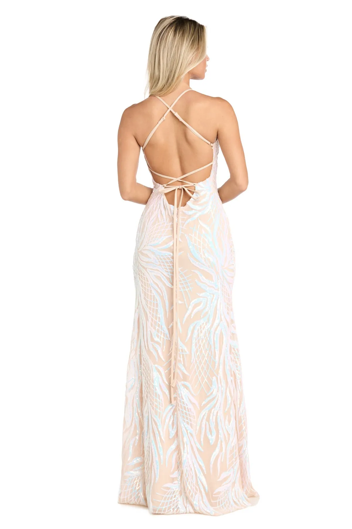 Long Sequin-Print Prom Dress: Morgan 10223 sold by PromGirl product image thumbnail 4