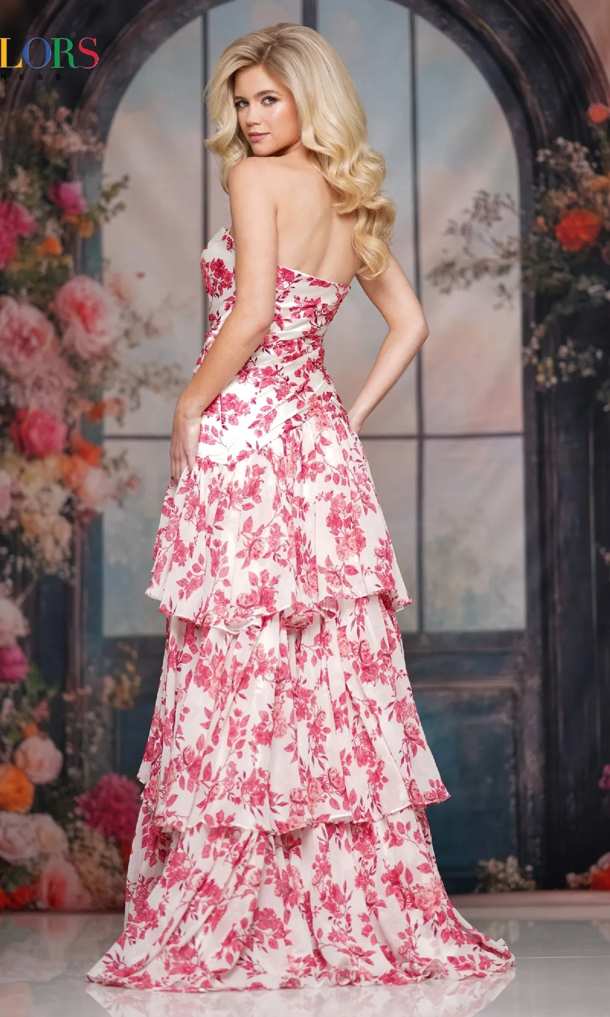 Strapless Long Print Prom Dress: Colors Dress 3888 sold by PromGirl product image thumbnail 2