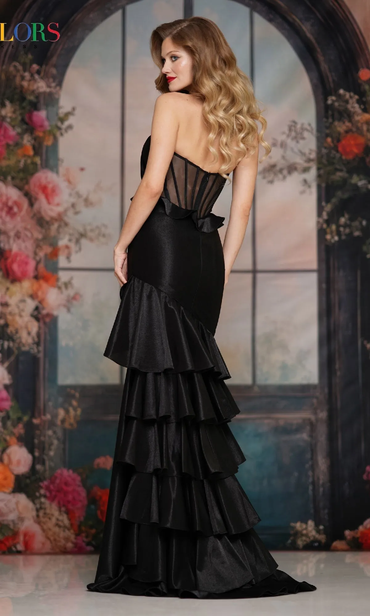 Sheer-Back Ruffle Prom Gown: Colors Dress 3899 sold by PromGirl product image thumbnail 2