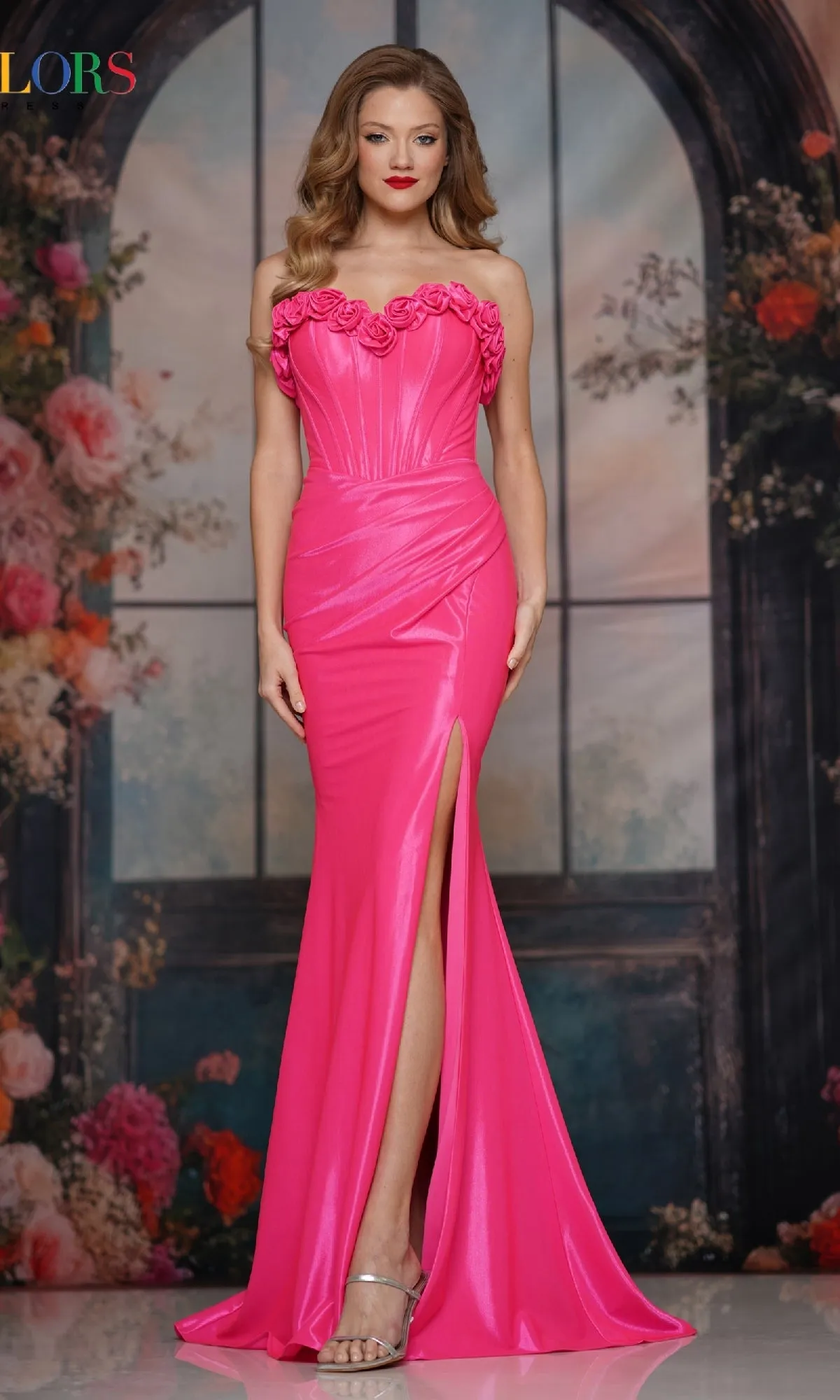 Strapless Long Rosette Prom Gown: Colors Dress 3895 sold by PromGirl product image thumbnail 5
