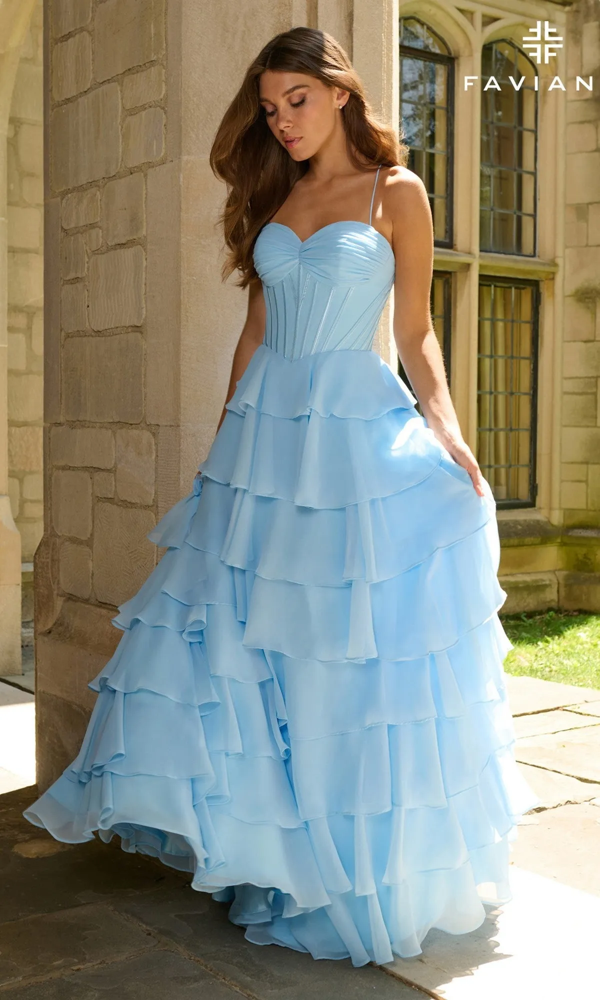 Ruffled Long Chiffon Prom Ball Gown: Faviana 11420 sold by PromGirl