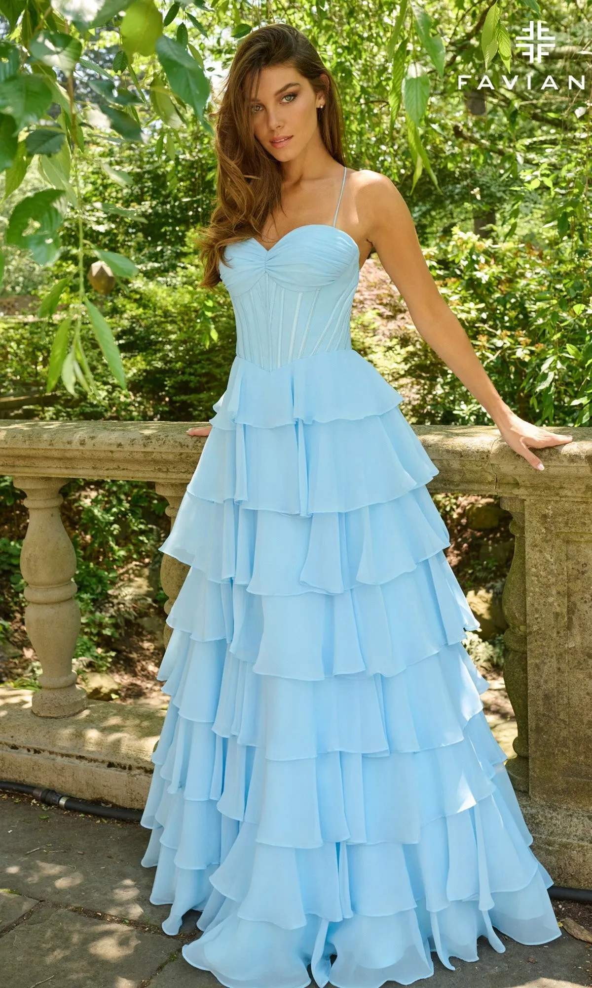 Ruffled Long Chiffon Prom Ball Gown: Faviana 11420 sold by PromGirl product image thumbnail 4