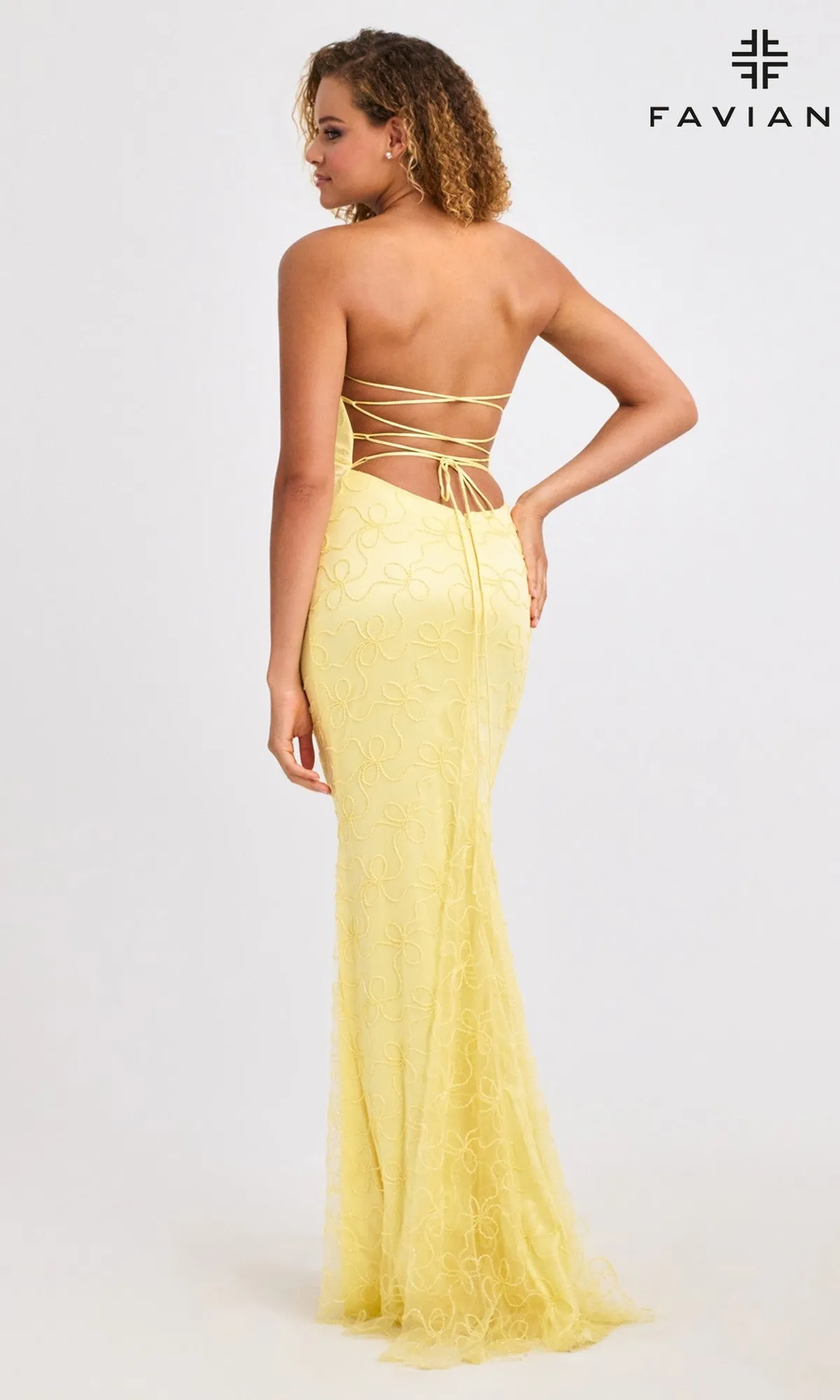 Strapless Lace-Up Bow Prom Gown: Faviana 11416 sold by PromGirl product image thumbnail 2