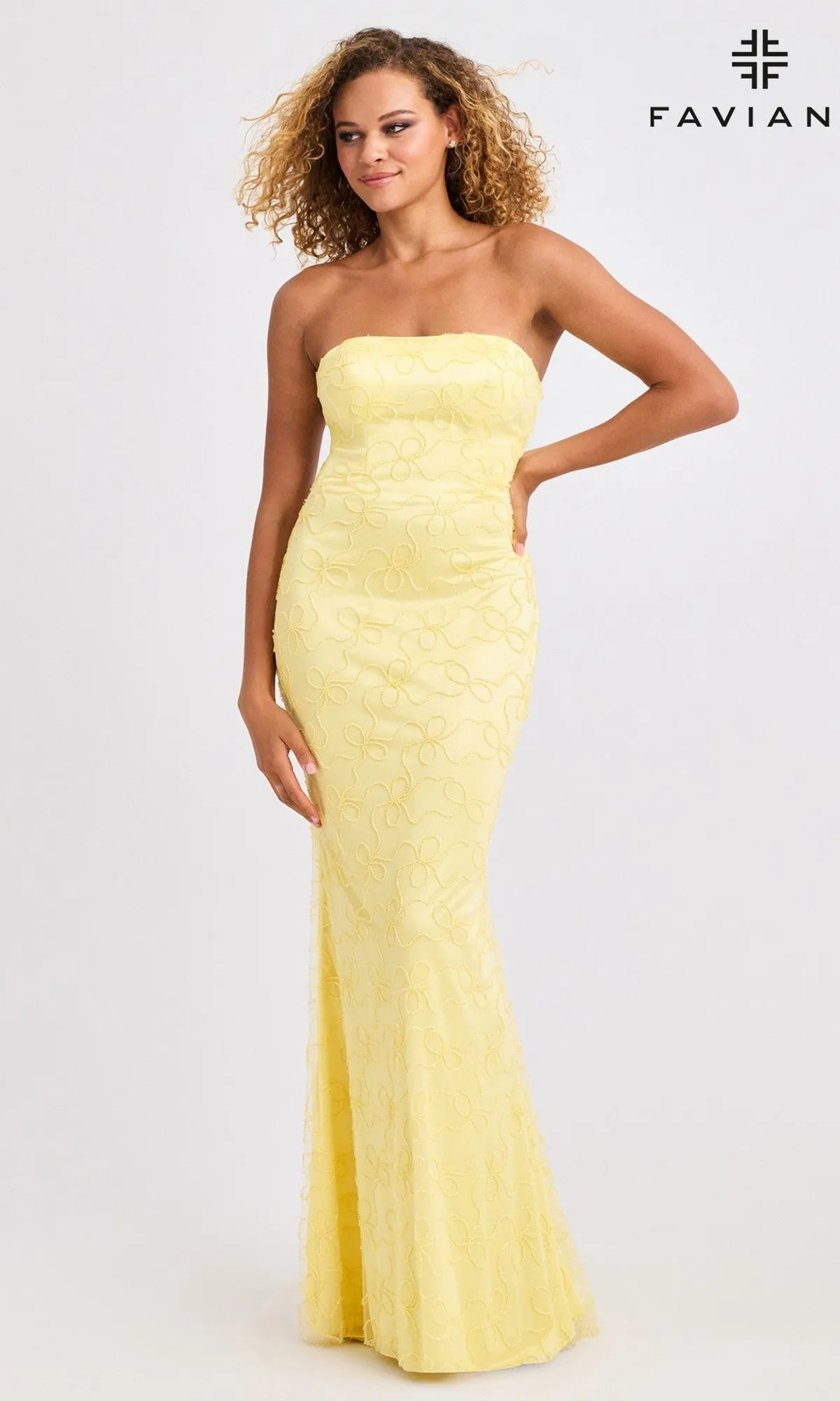 Strapless Lace-Up Bow Prom Gown: Faviana 11416 sold by PromGirl