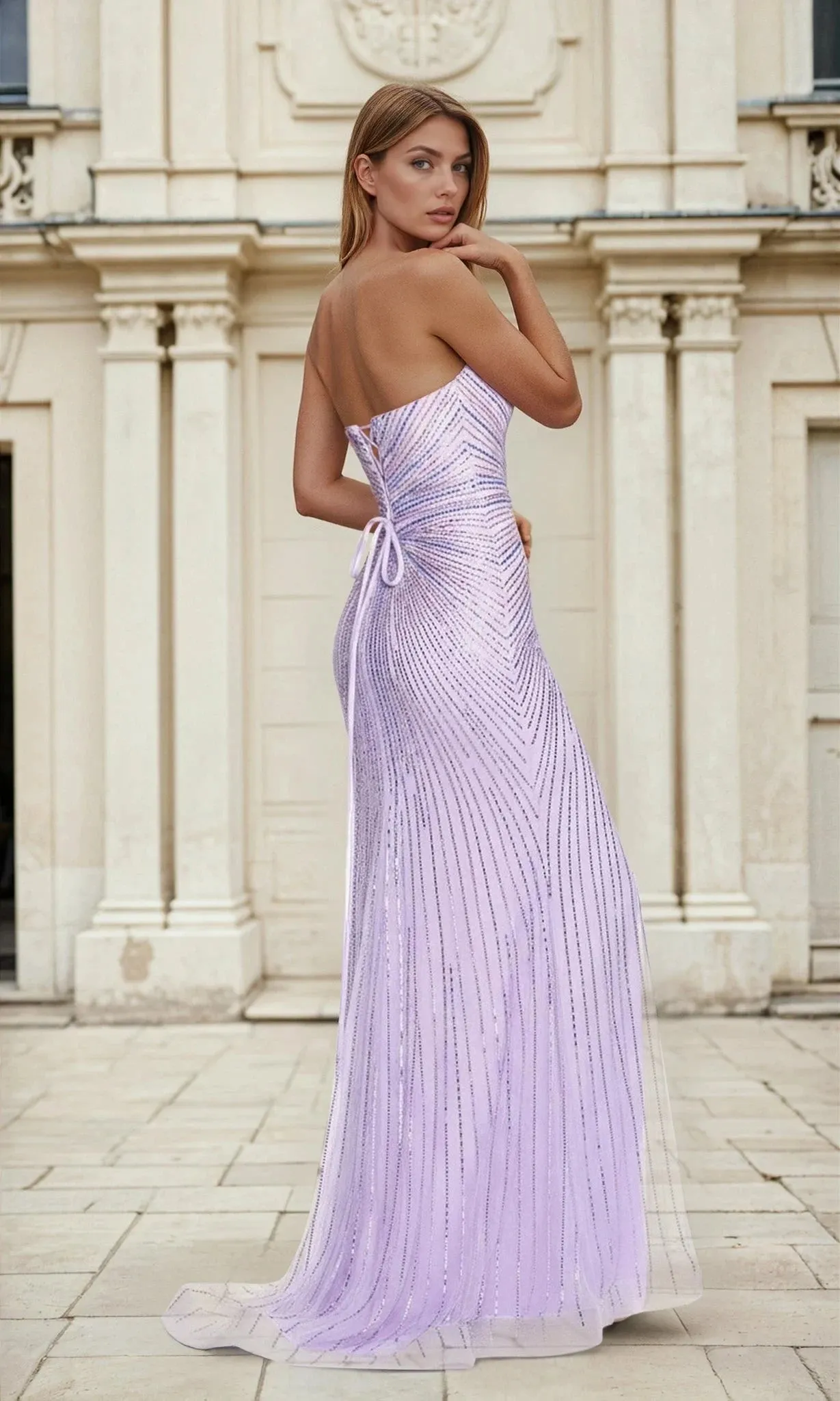Long Strapless Lilac Purple Prom Dress L674 sold by PromGirl product image thumbnail 2