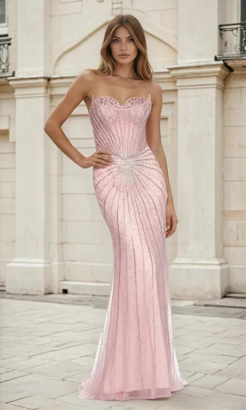 Strapless Rose Pink Long Prom Dress L609 sold by PromGirl