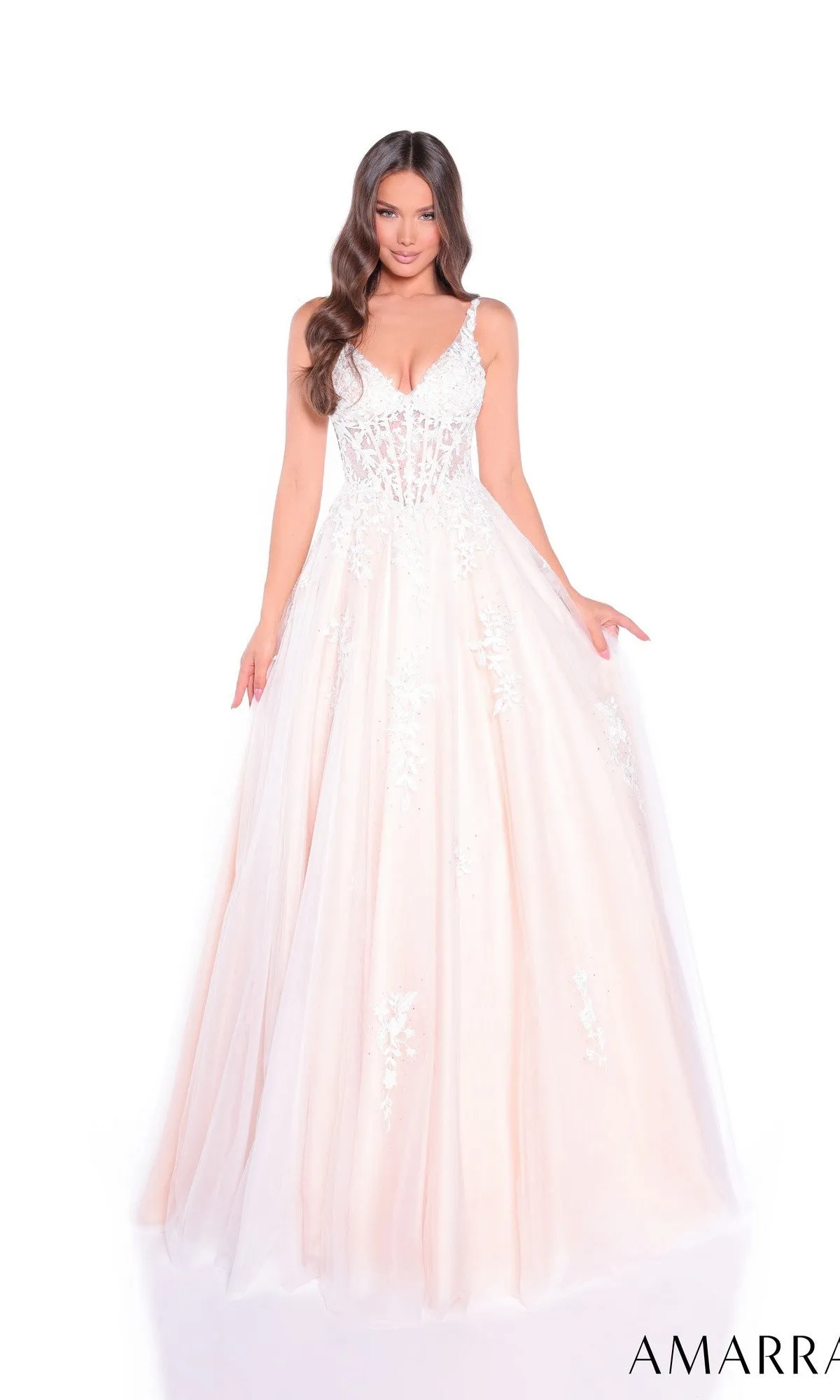 Sheer-Waist Long A-Line Prom Dress: Amarra 89523 sold by PromGirl product image thumbnail 5