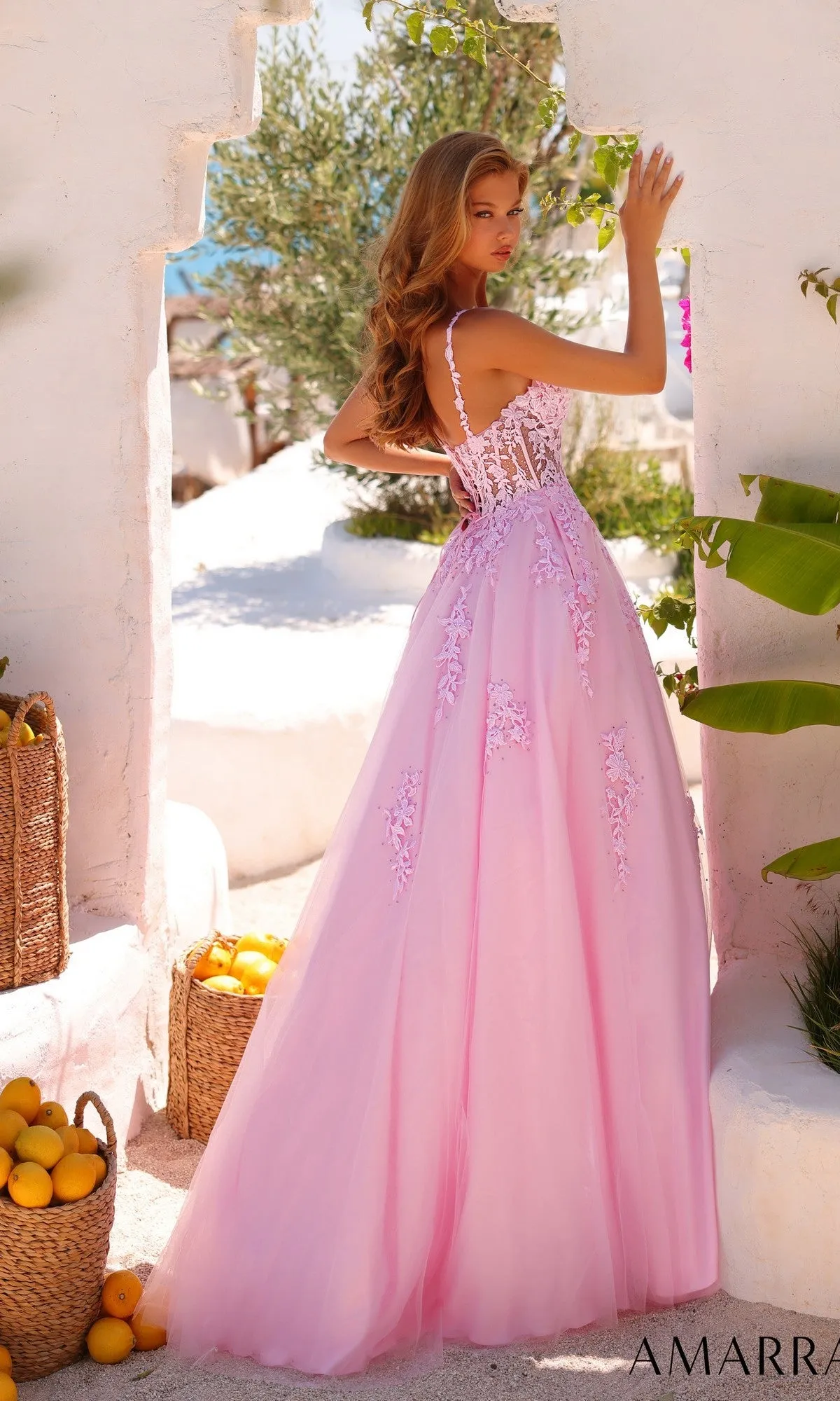 Sheer-Waist Long A-Line Prom Dress: Amarra 89523 sold by PromGirl product image thumbnail 2