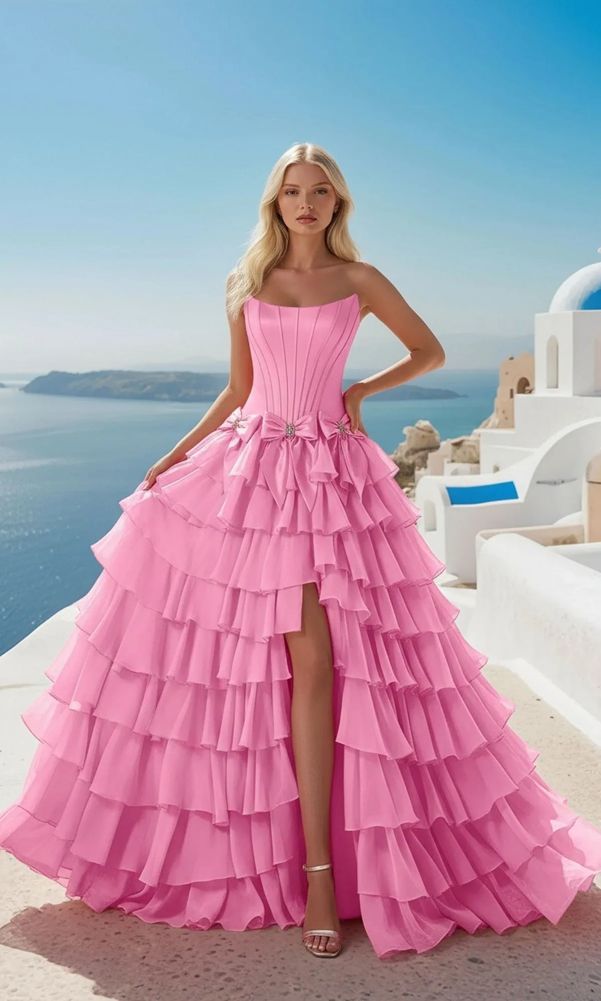 Tiered Prom Ball Gown with Bows: PromGirl 250071 sold by PromGirl product image thumbnail 3