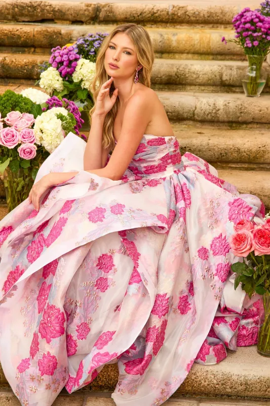 Strapless Print Prom Ball Gown: Ava Presley 42293 sold by PromGirl