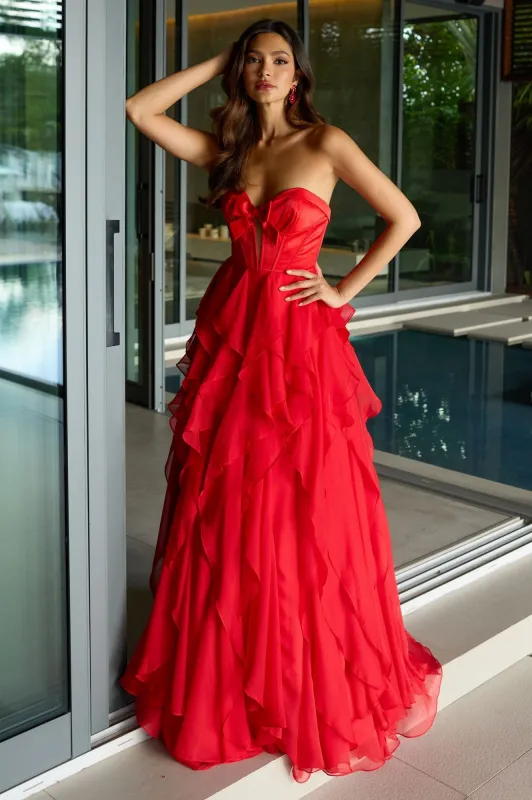 Strapless Ruffled Prom Gown: Ava Presley 42209 sold by PromGirl