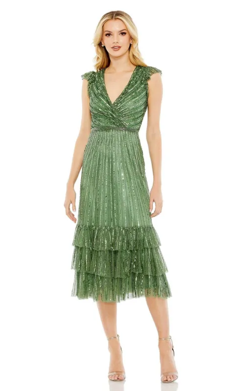 Cap-Sleeve Midi Party Dress: Mac Duggal 5585 made by Mac Duggal