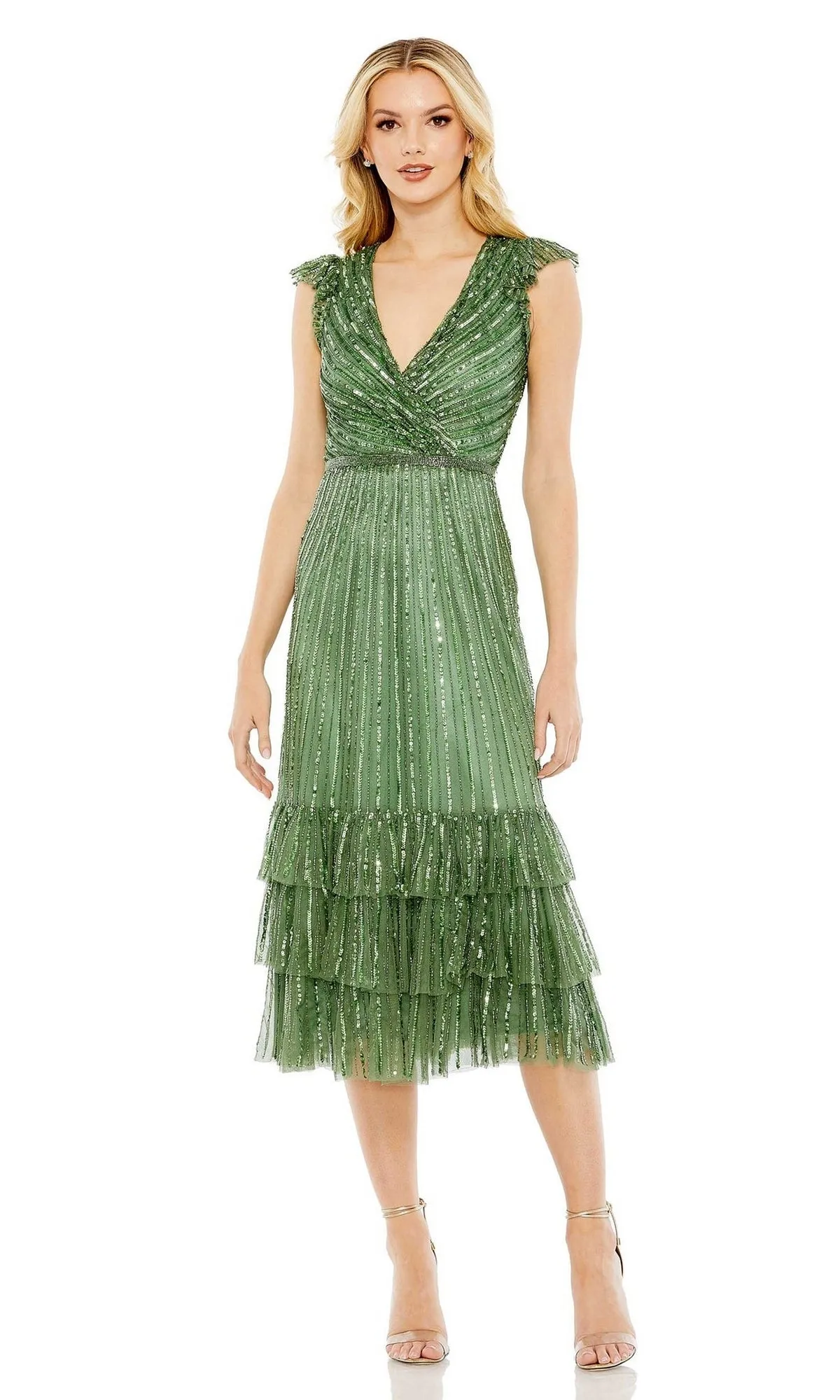 Cap-Sleeve Midi Party Dress: Mac Duggal 5585 sold by PromGirl