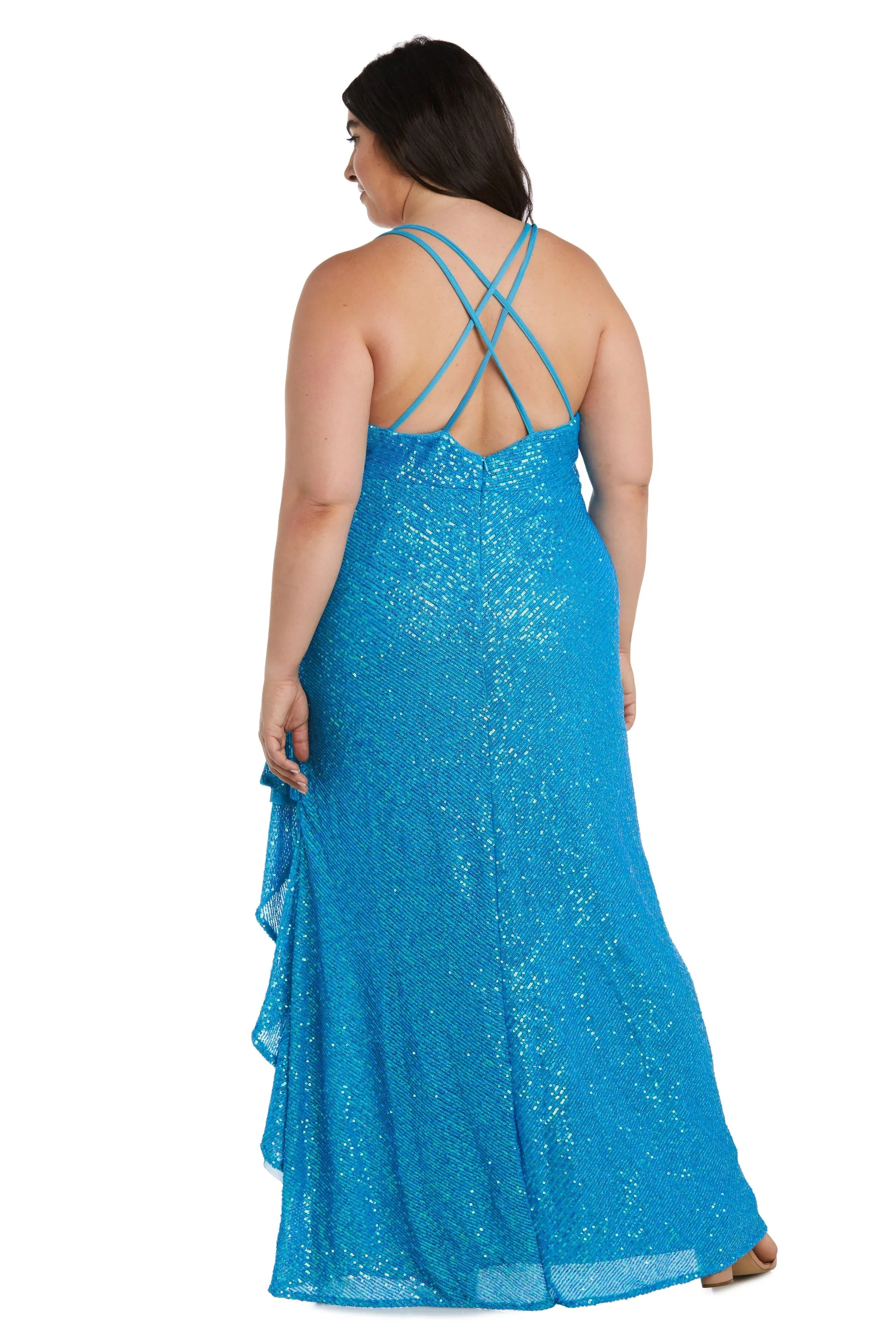 Long Plus-Size Sequin Prom Dress: Morgan 13029WM sold by PromGirl product image thumbnail 2
