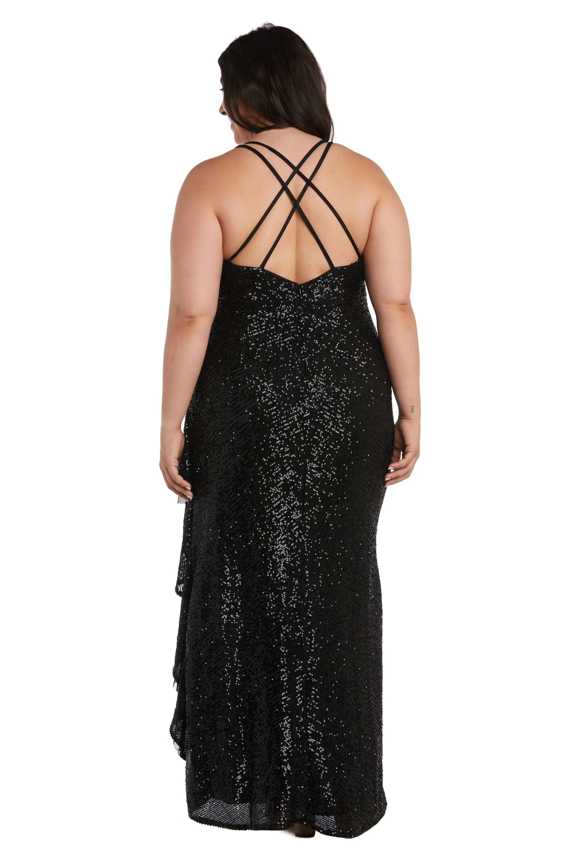 Long Plus-Size Sequin Prom Dress: Morgan 13029WM sold by PromGirl product image thumbnail 5