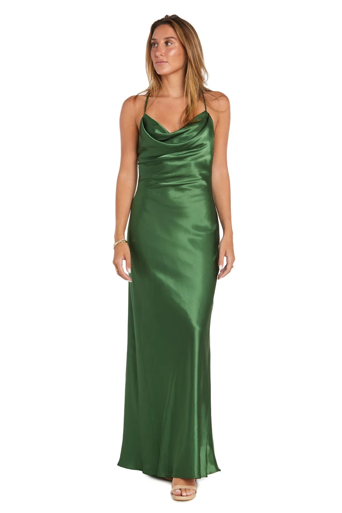 Cowl-Neck Long Satin Prom Dress: Morgan 10037N sold by PromGirl product image thumbnail 5