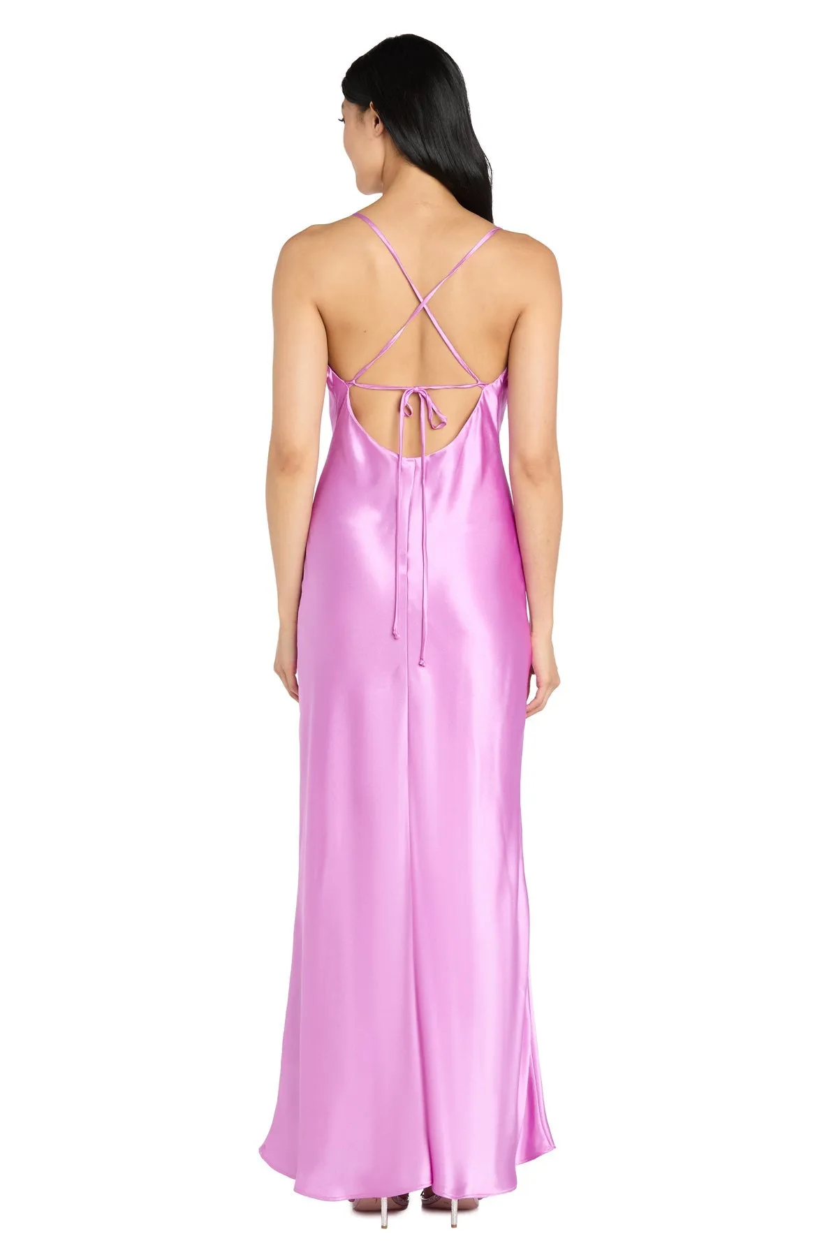 Cowl-Neck Long Satin Prom Dress: Morgan 10037N sold by PromGirl product image thumbnail 2