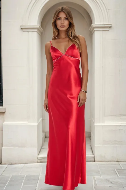 Empire-Waist Long Satin Prom Dress: Morgan 10040N sold by PromGirl