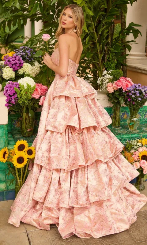 Ruffled Strapless Prom Gown: Ava Presley 26412 sold by PromGirl