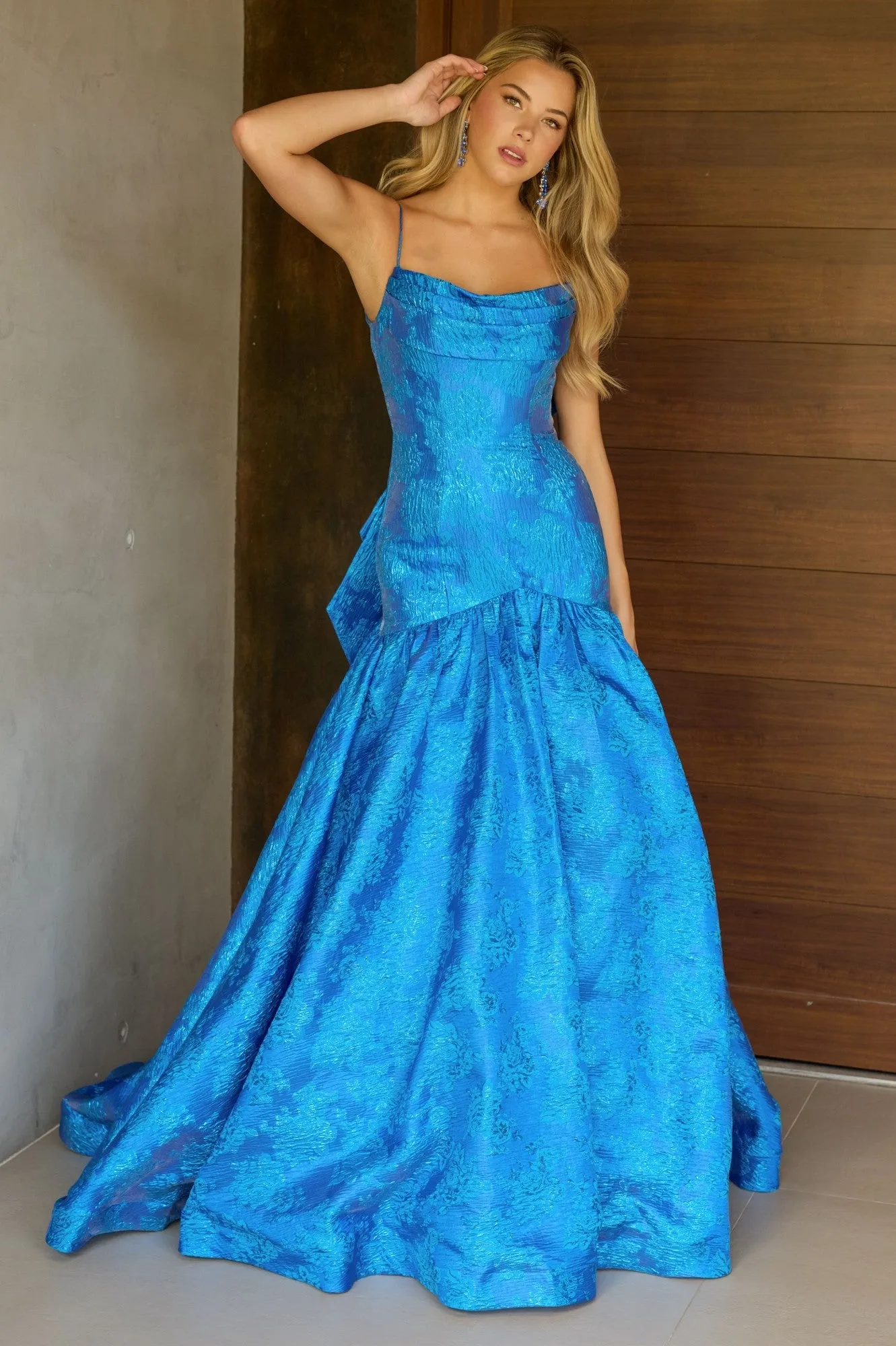 Drop-Waist Long Print Prom Gown: Ava Presley 26419 sold by PromGirl product image thumbnail 4