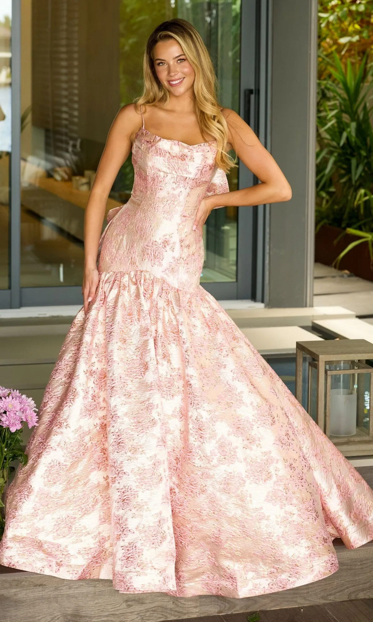 Drop-Waist Long Print Prom Gown: Ava Presley 26419 sold by PromGirl product image thumbnail 5