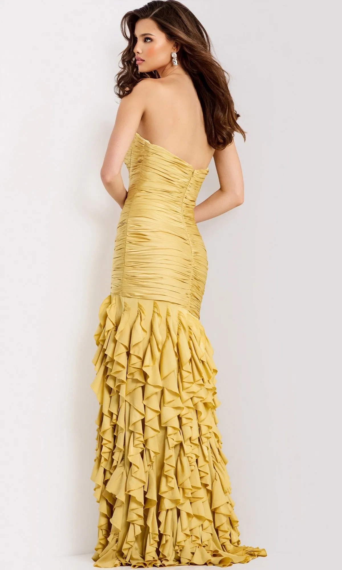 Ruffle-Skirt Strapless Long Prom Dress: Jovani 47553 sold by PromGirl product image thumbnail 2