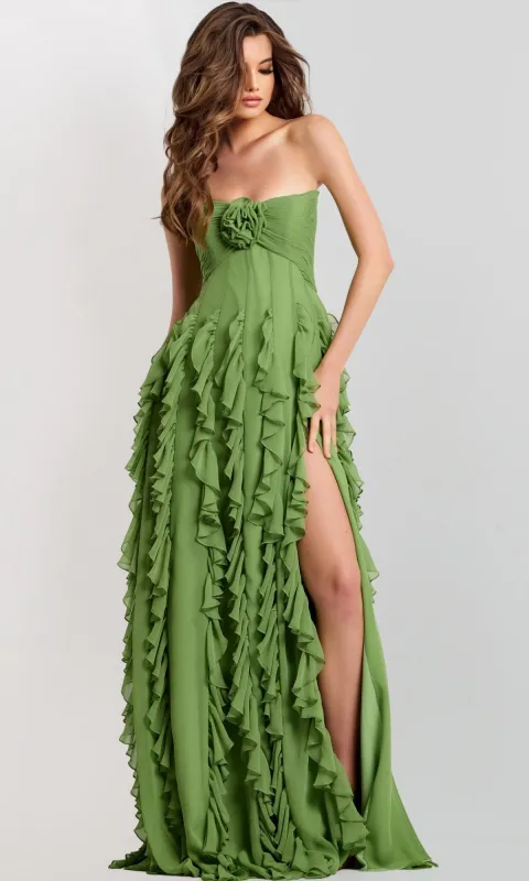 Strapless Long Ruffle Prom Dress: Jovani 46379 made by Jovani