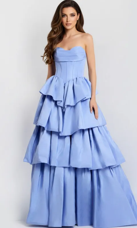 Strapless Ruffle Long Prom Ball Gown: Jovani 45111 sold by PromGirl