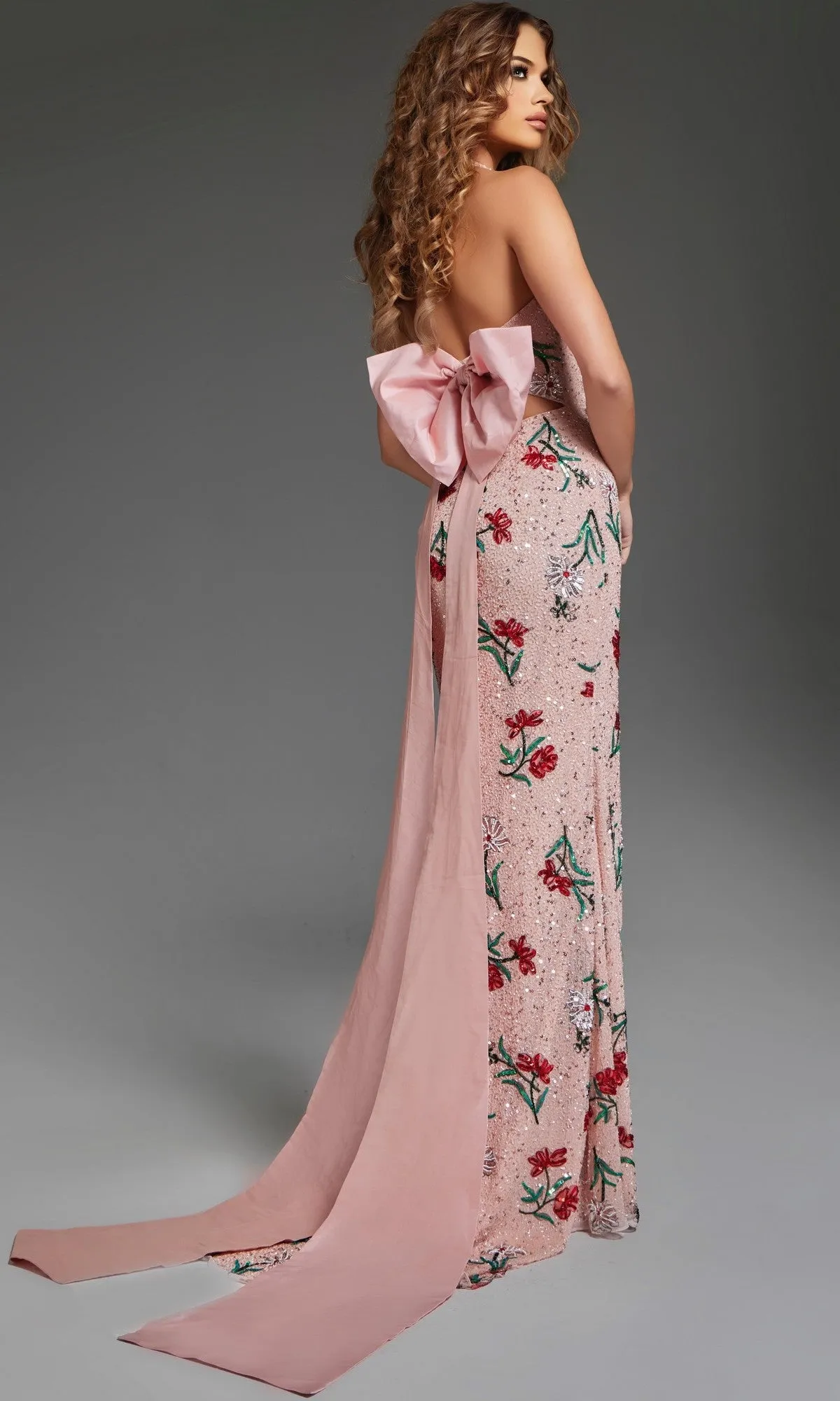 Back-Bow Long Halter Prom Dress: Jovani 44636 sold by PromGirl product image thumbnail 2