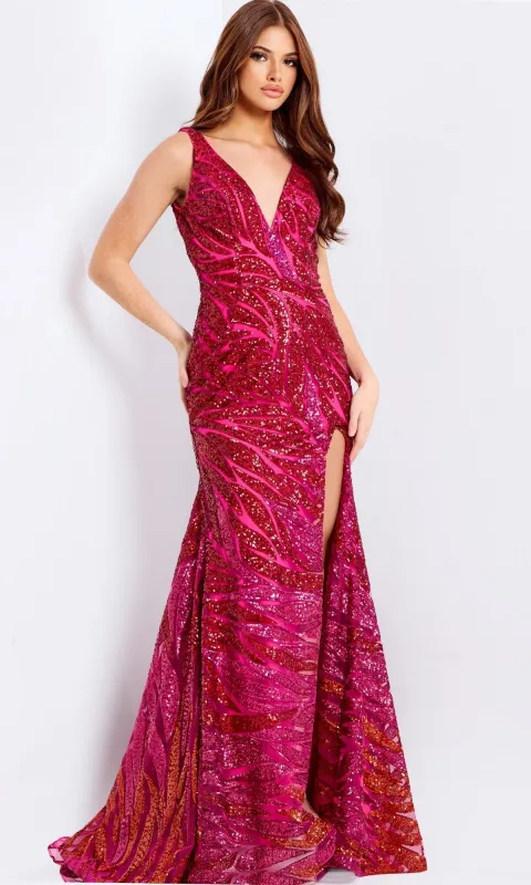 Low-Back Long Sequin Prom Dress: Jovani 47682 sold by PromGirl