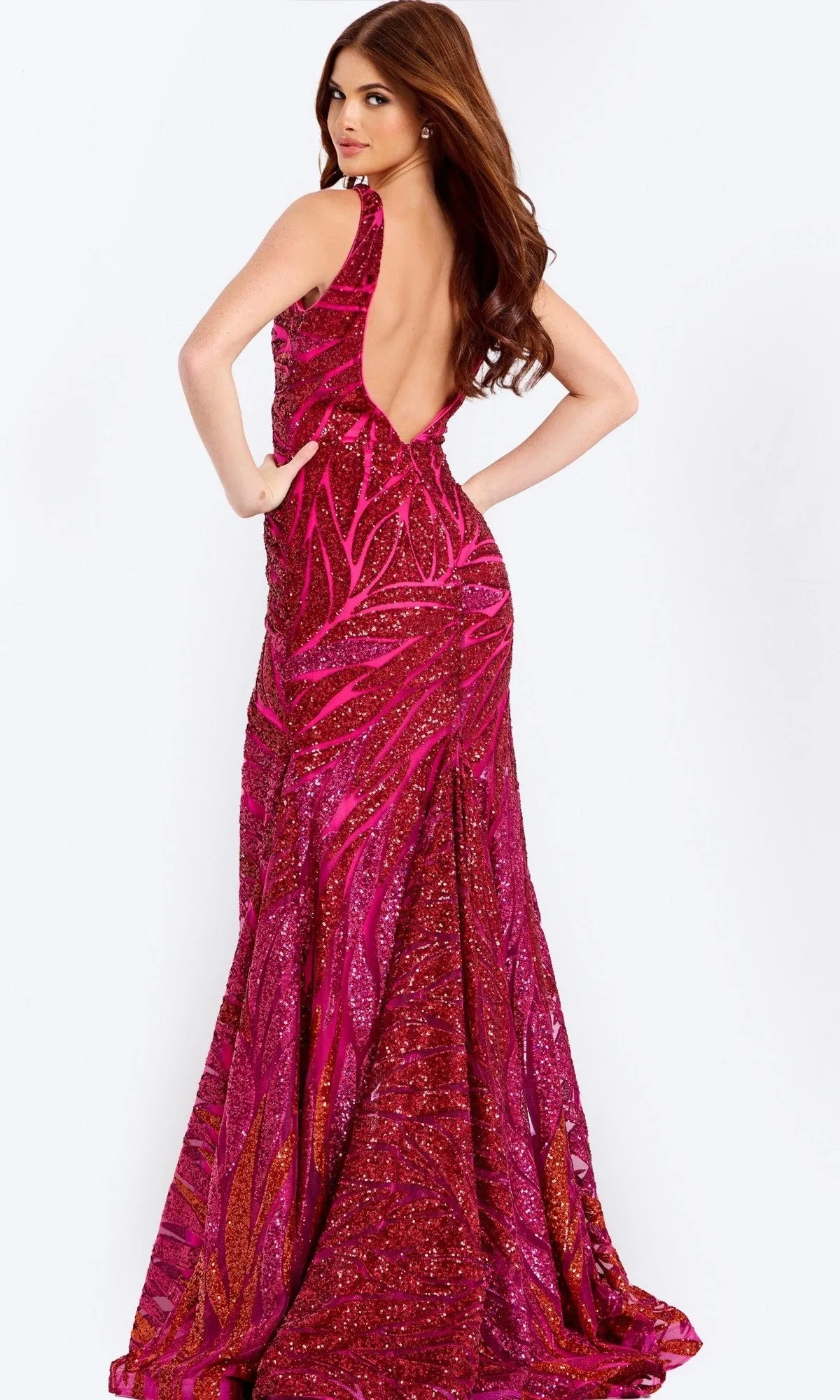 Low-Back Long Sequin Prom Dress: Jovani 47682 sold by PromGirl product image thumbnail 2