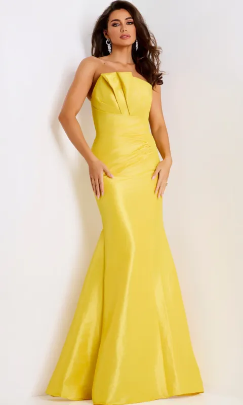 Pleated Strapless Long Prom Dress: Jovani 46673 sold by PromGirl