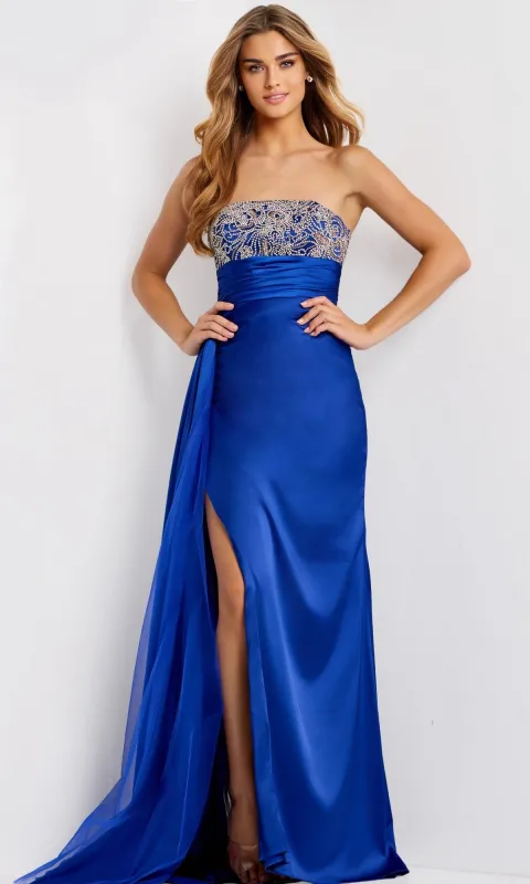 Strapless Empire-Waist Prom Gown: Jovani 43674 sold by PromGirl