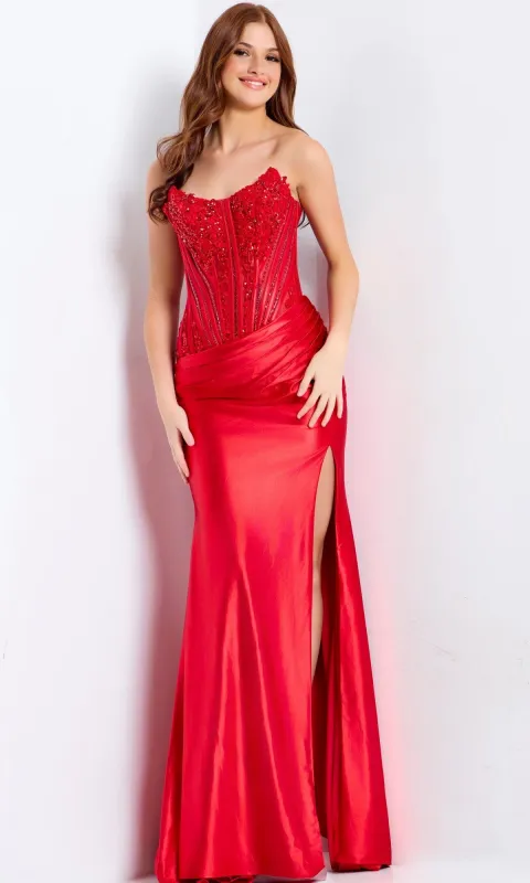 Lace-Corset Strapless Prom Gown: Jovani 50012 sold by PromGirl