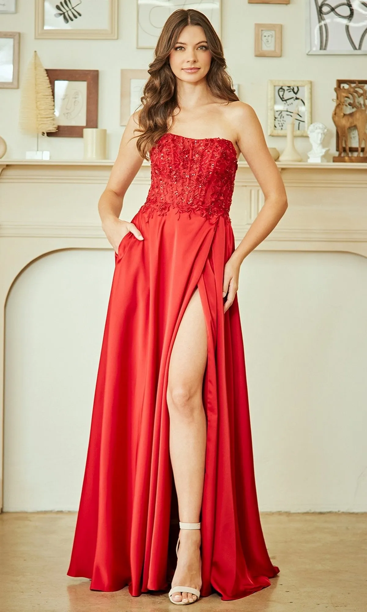 Strapless Pocket Prom Gown: Amelia Couture 6204 sold by PromGirl product image thumbnail 5