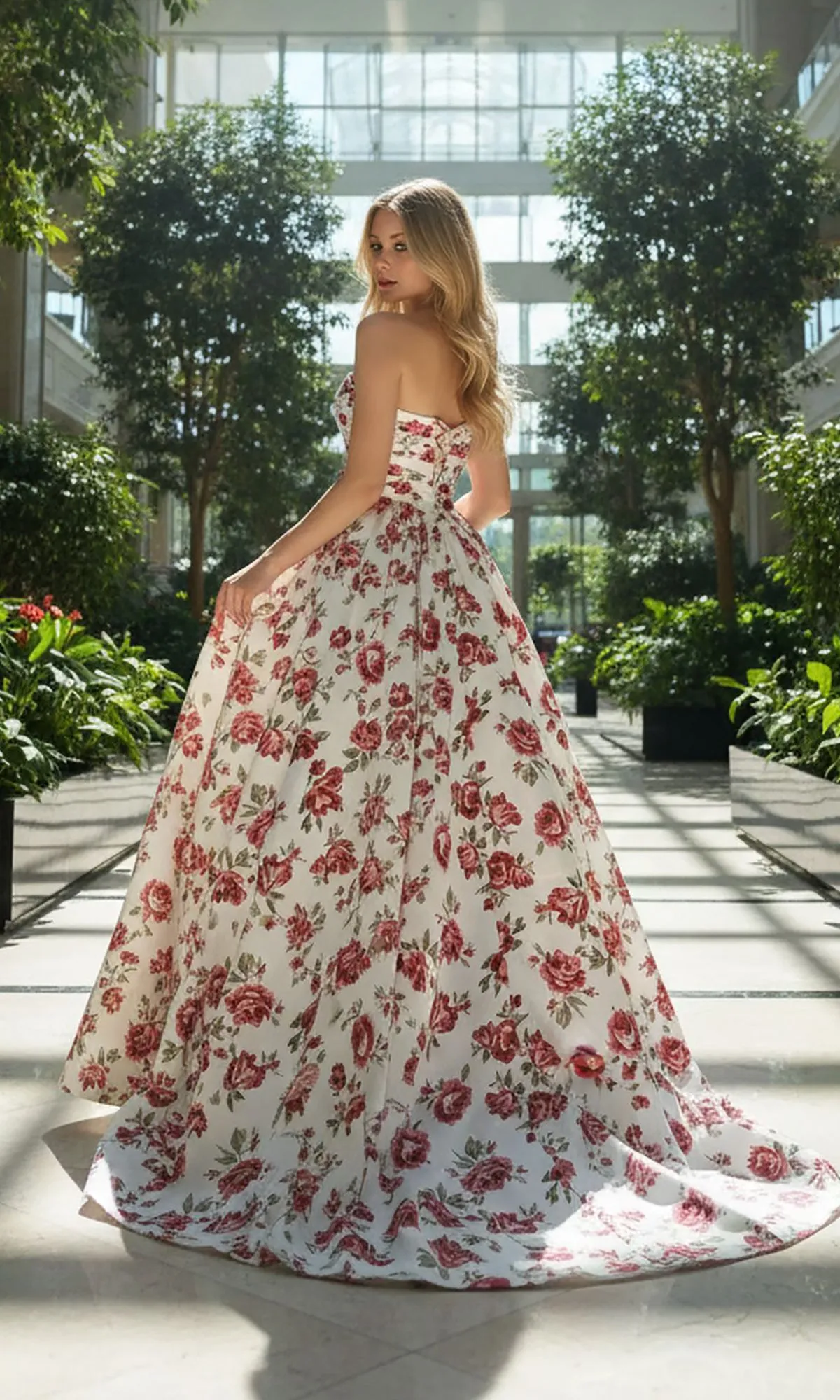 Strapless Print Prom Gown: Amelia Couture 8070 sold by PromGirl product image thumbnail 2