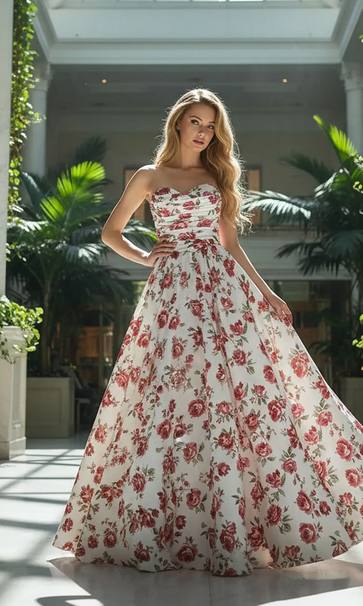 Strapless Print Prom Gown: Amelia Couture 8070 sold by PromGirl