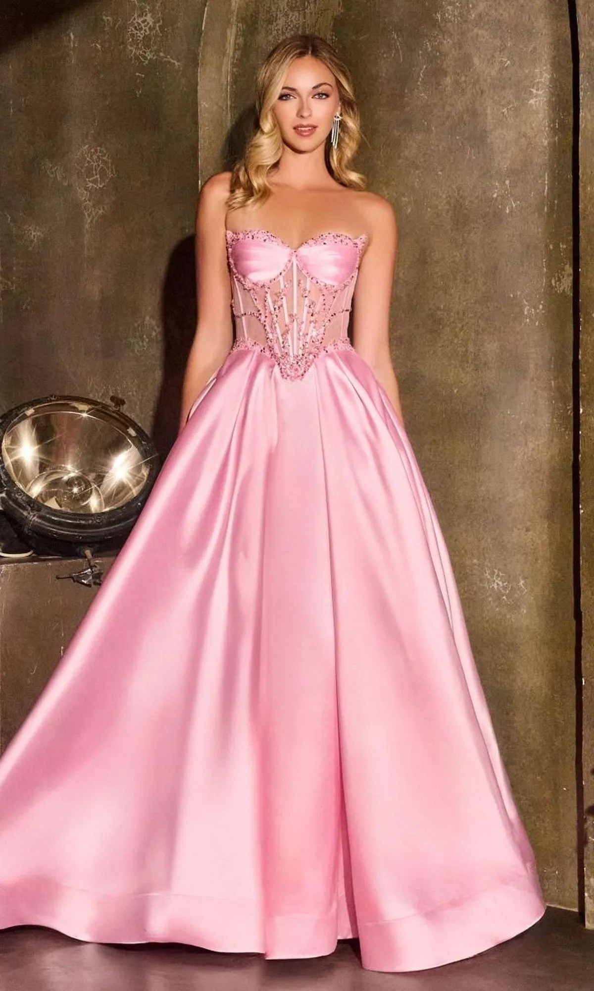 Long Mikado Prom Dress with Pockets: Ladivine CD389 sold by PromGirl product image thumbnail 5