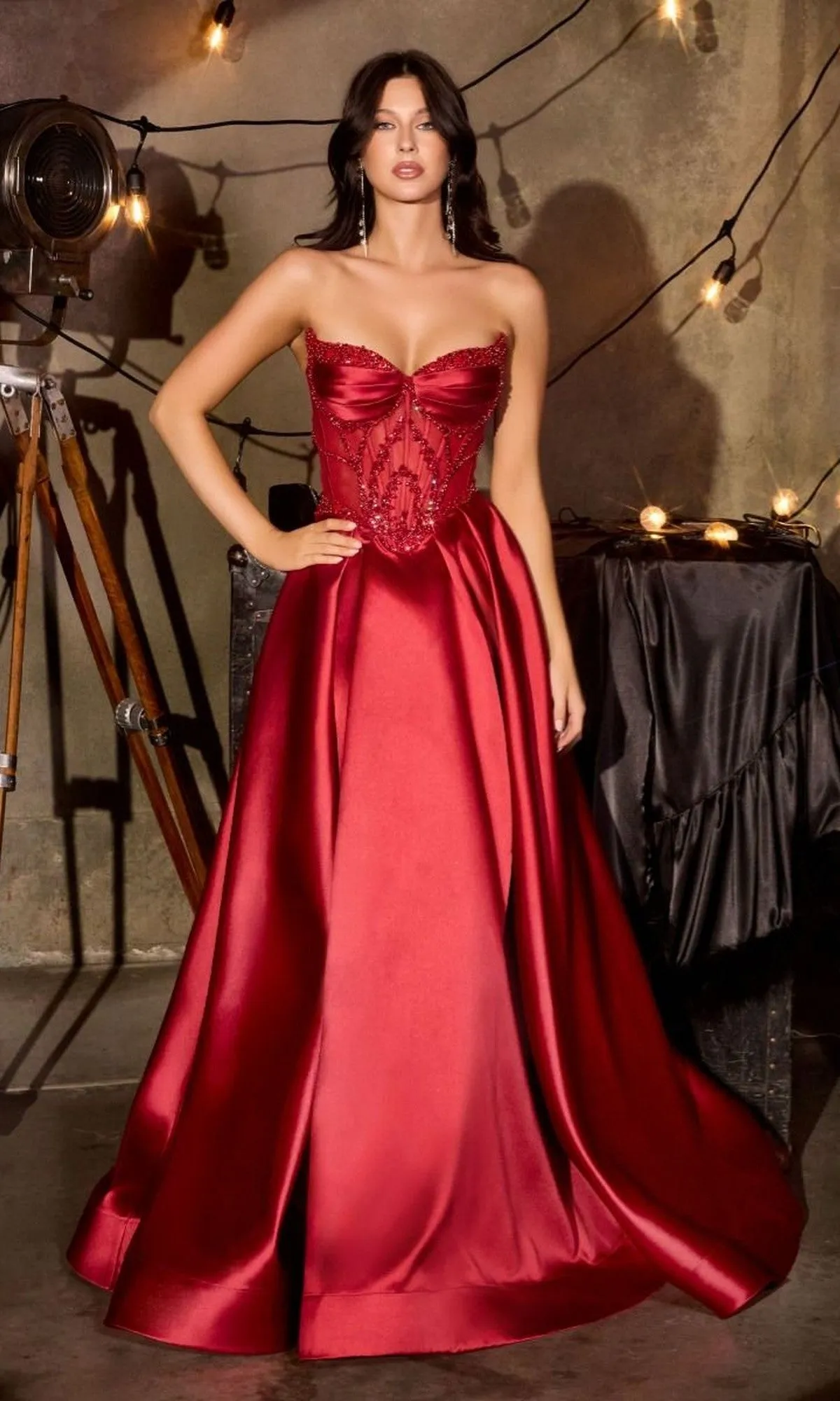 Long Mikado Prom Dress with Pockets: Ladivine CD389 sold by PromGirl